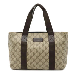 Gucci GG Supreme Plus Tote Bag Handbag Leather Beige Brown Cream